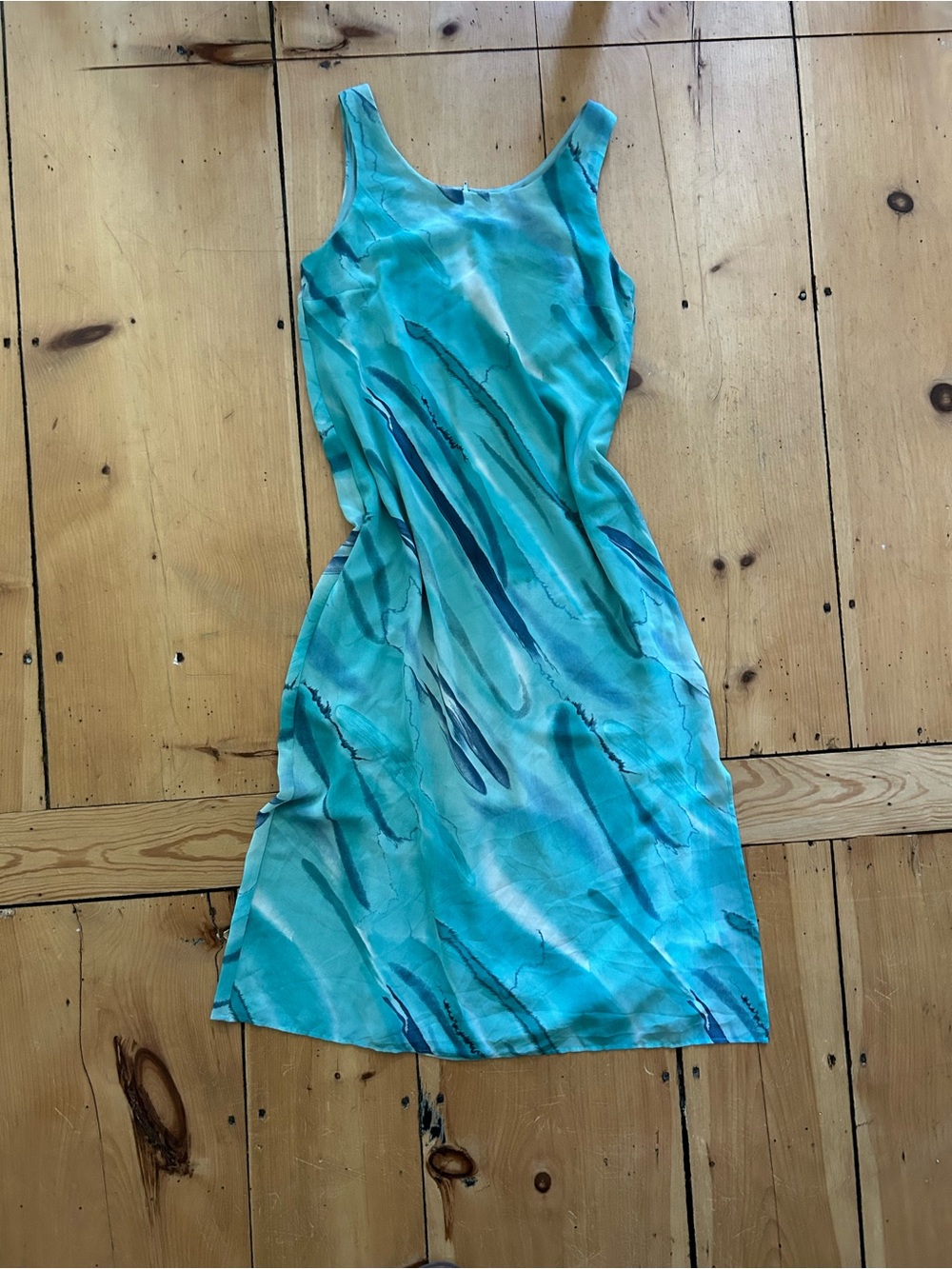 Vintage Turquoise Print Summer Dress